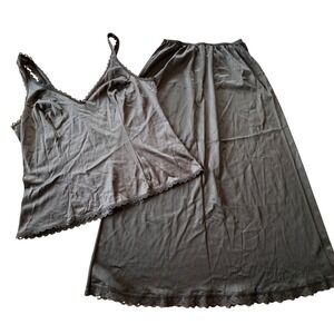 VTG Warners 90s Camisole and Half Slip Set Women S Black Lace Trim Whimsigoth
